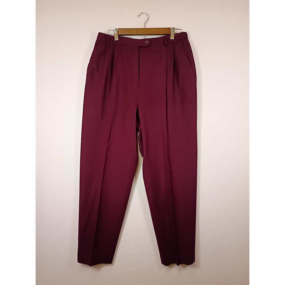 Dark Academia Pendleton Womens 14 Burgundy Wool High Waisted Pleated Trousers